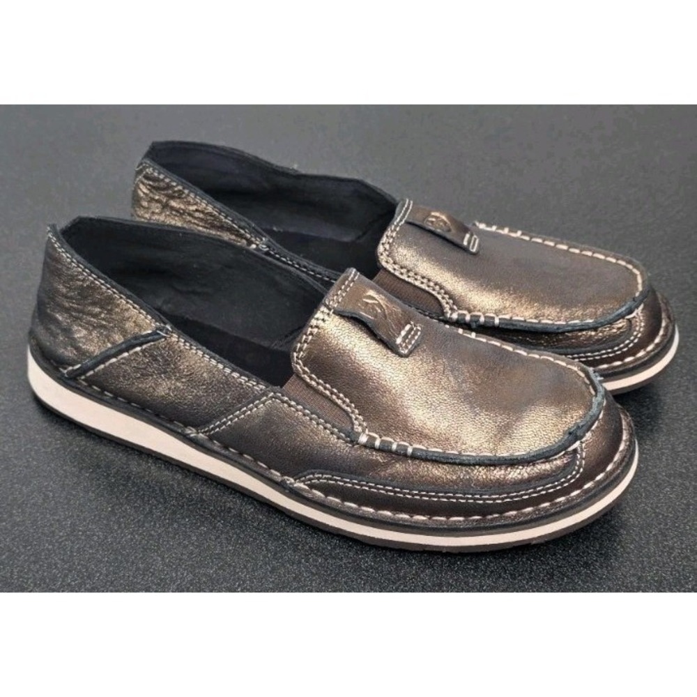 Ariat Cruisers Metallic Bronze‎ Leather Slip On Loafers Women 8.5B Western Rodeo